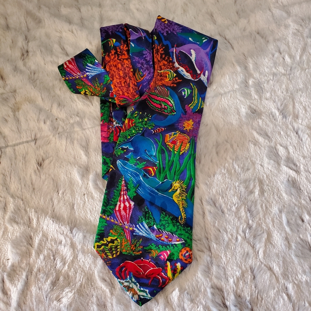 Sea Life Fish Whale Seahorse Novelty Men's Tie